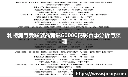 利物浦与曼联激战竞彩60000精彩赛事分析与预测